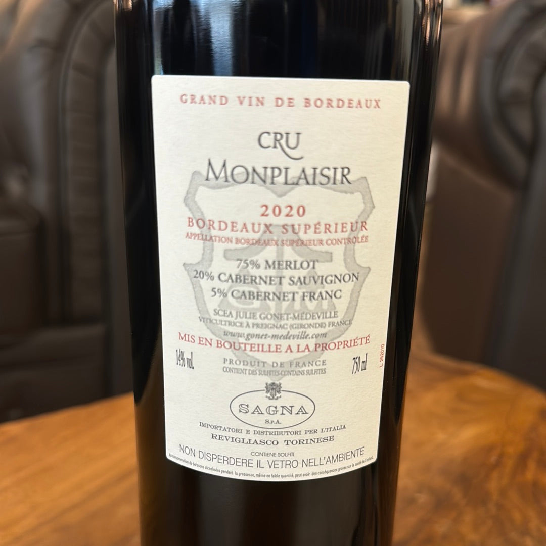 Grand vin de Bordeaux Cru monplaisir 2020